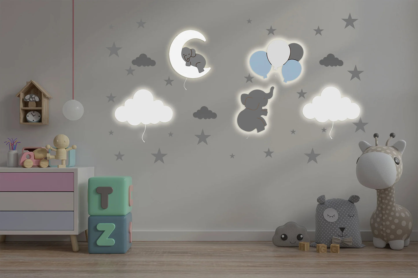 LittleOnes Moonlight children's wall-mounted nightlight composition