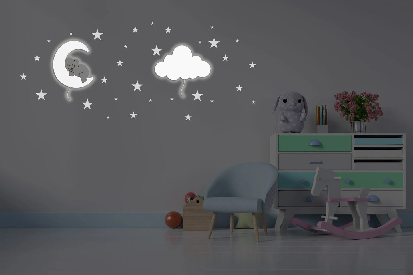 LittleOnes Play children's wall-mounted night light composition