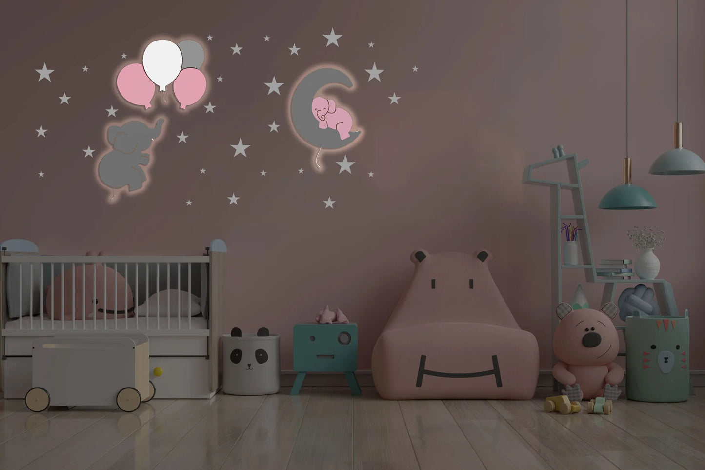 LittleOnes Teddy children's wall-mounted night light composition