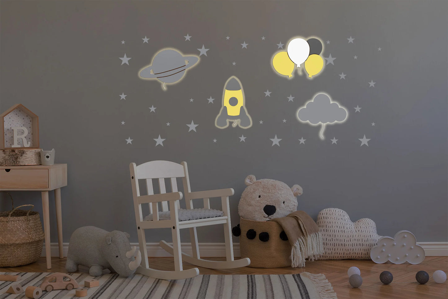 LittleOnes Pastel children's wall-mounted night light composition