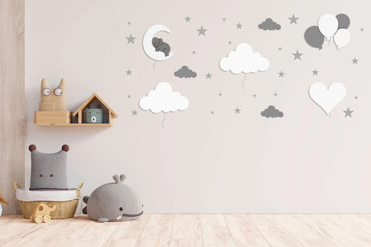 LittleOnes Love Cloud children's wall-mounted night light composition