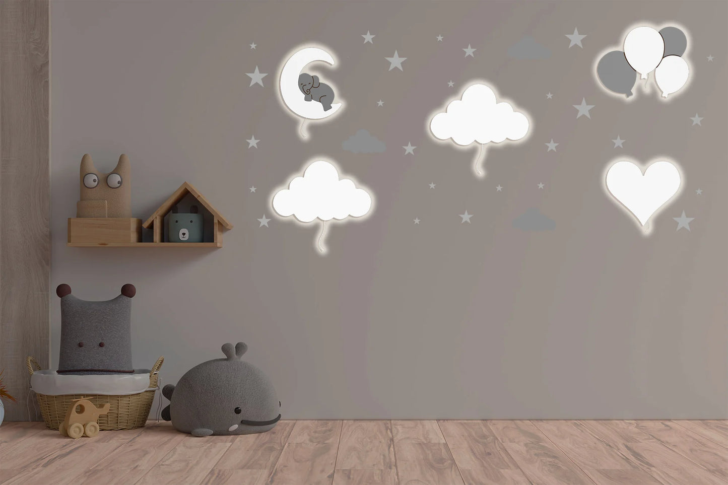 LittleOnes Love Cloud children's wall-mounted night light composition