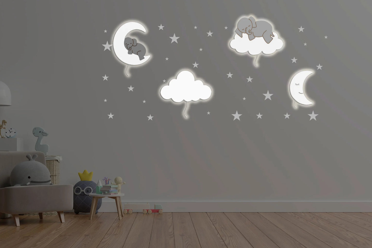 LittleOnes Horizon children's wall-mounted nightlight composition