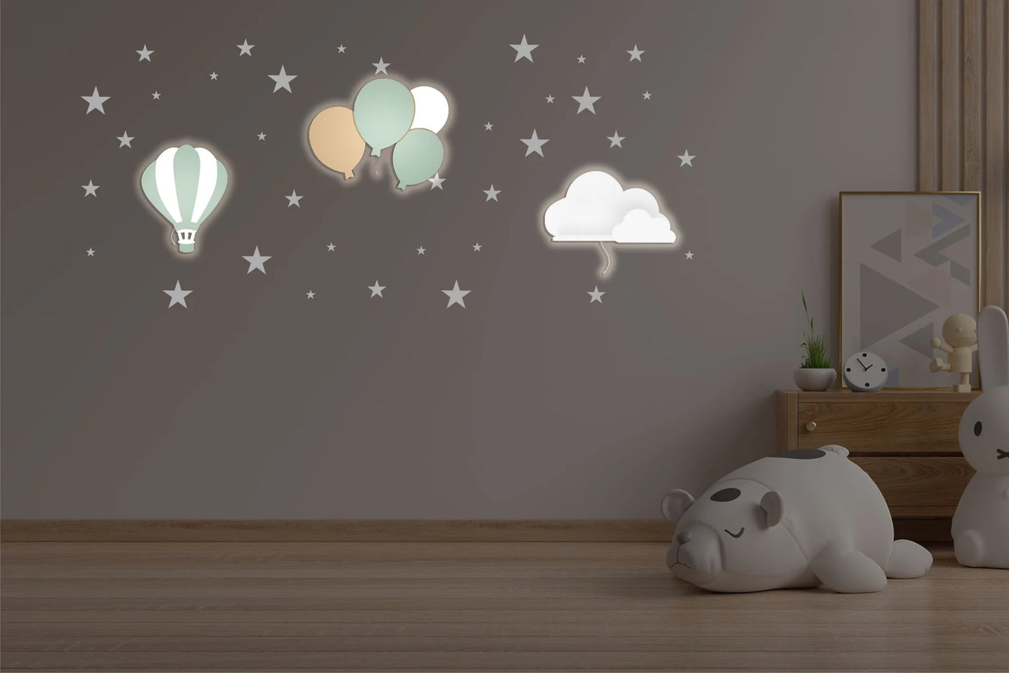 LittleOnes Nap children's wall-mounted night light composition