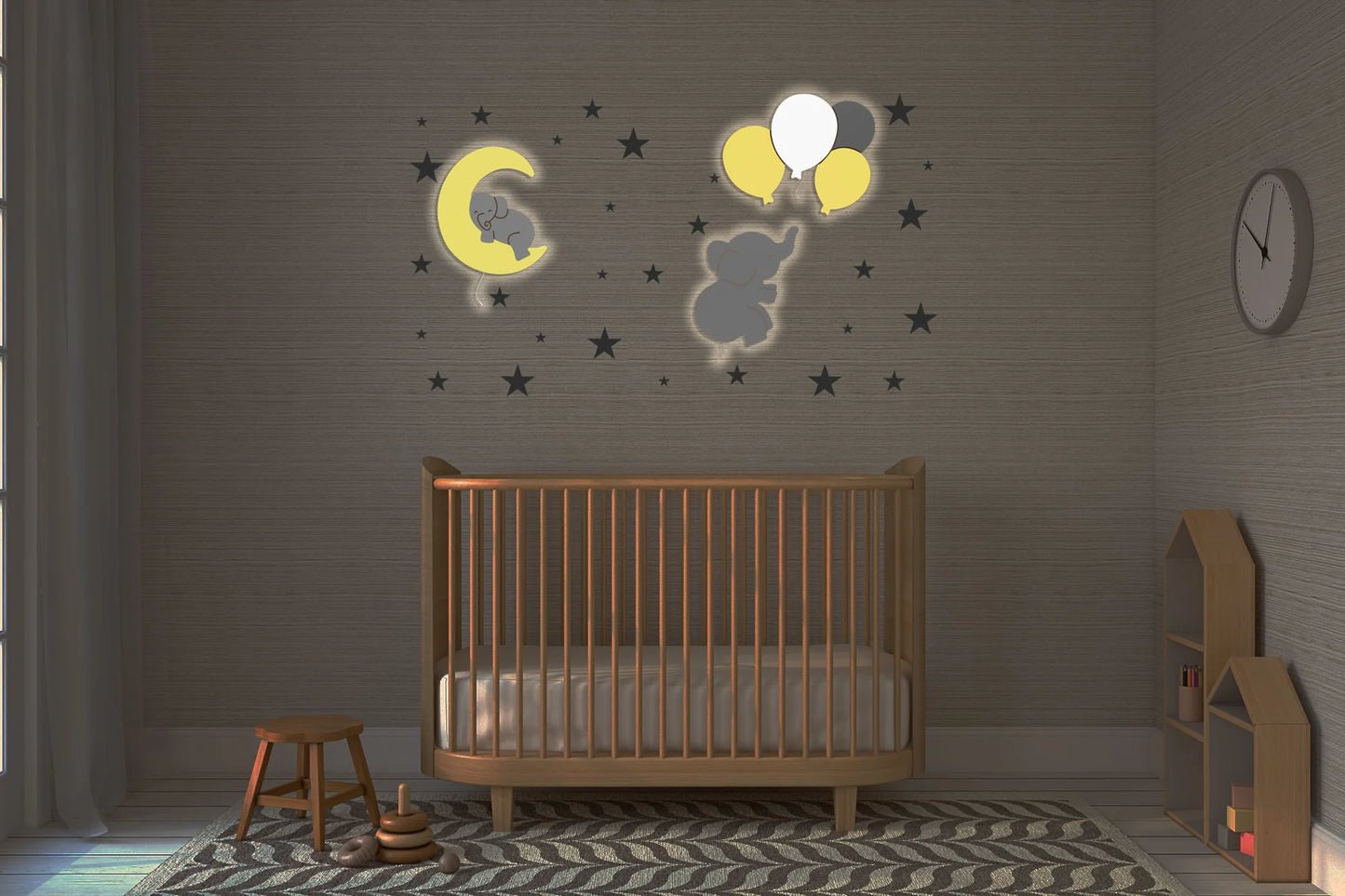 LittleOnes kid wall-mounted night light composition